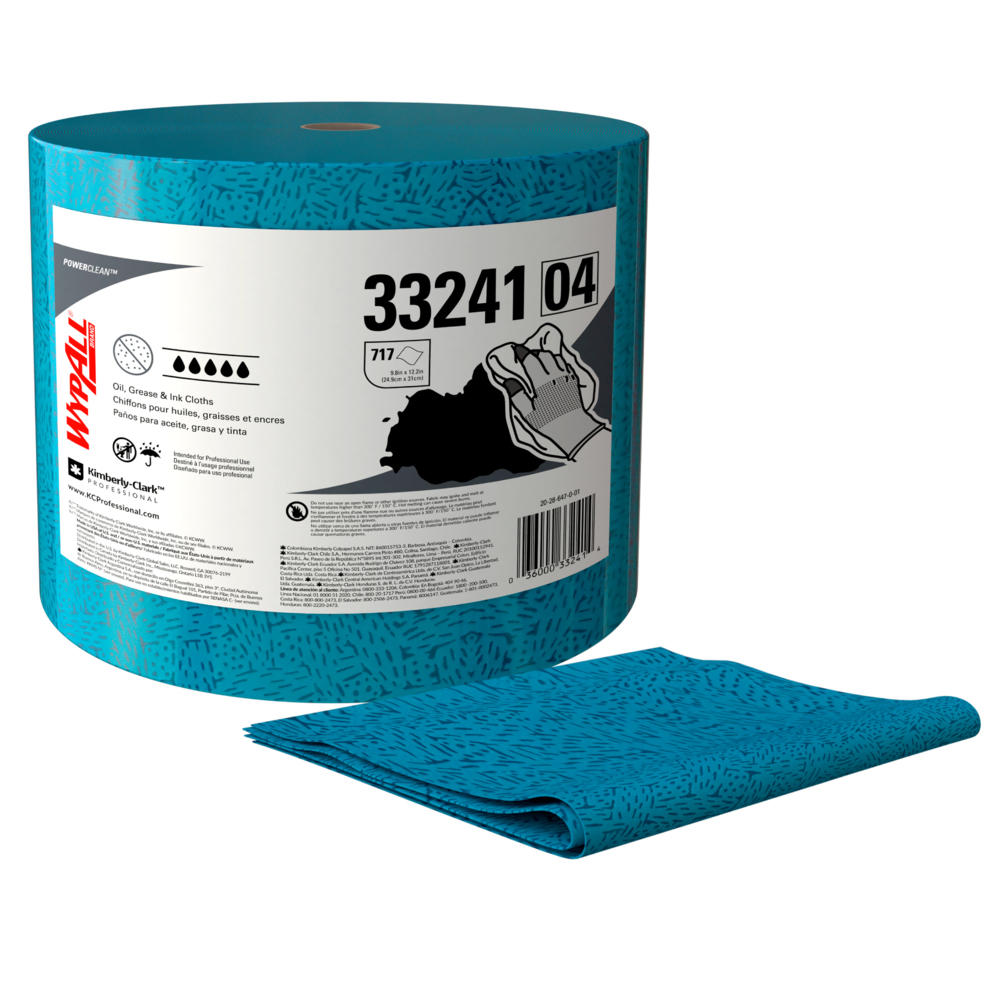 WypAll® Paños de limpieza Grasas y Aceites, 30246189, Paños de Limpieza, 1 rollo x 717 paños (717 paños en total) - S063848976