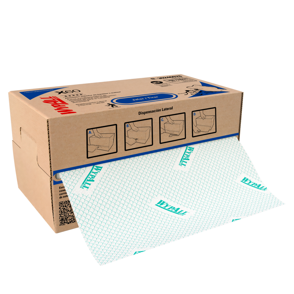 WypAll® Paños de limpieza X60 Rollo Regular, 30246078, Paños de Limpieza, 6 unidades de 150 paños cada una por bolsa (900 paños en total) - S063975239