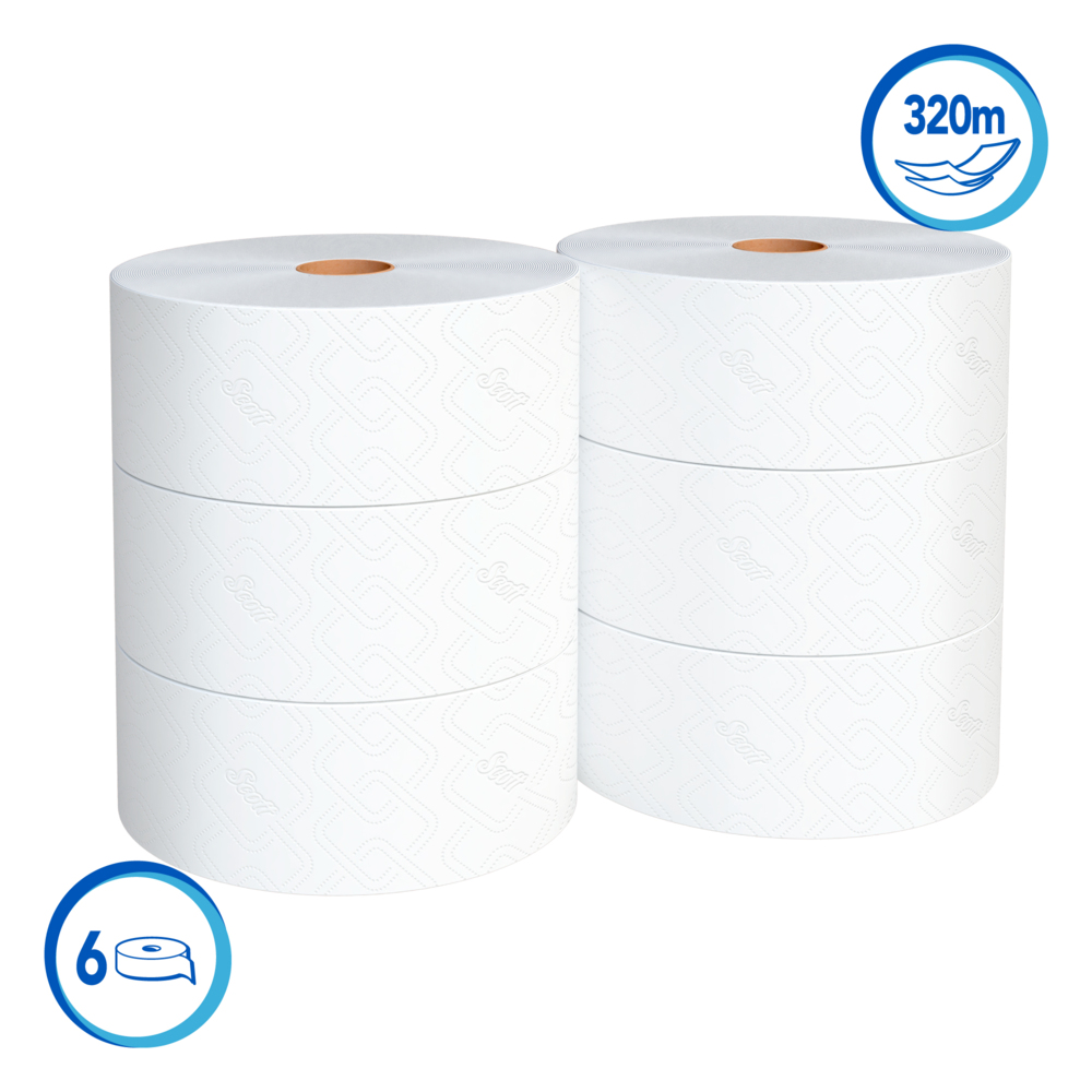 Scott® Essential Papel Higiénico De Flujo Central 30245397 - Hoja Doble - 320m/Rollo, 6 Rollos/Caja (1920m)​ - S061682427