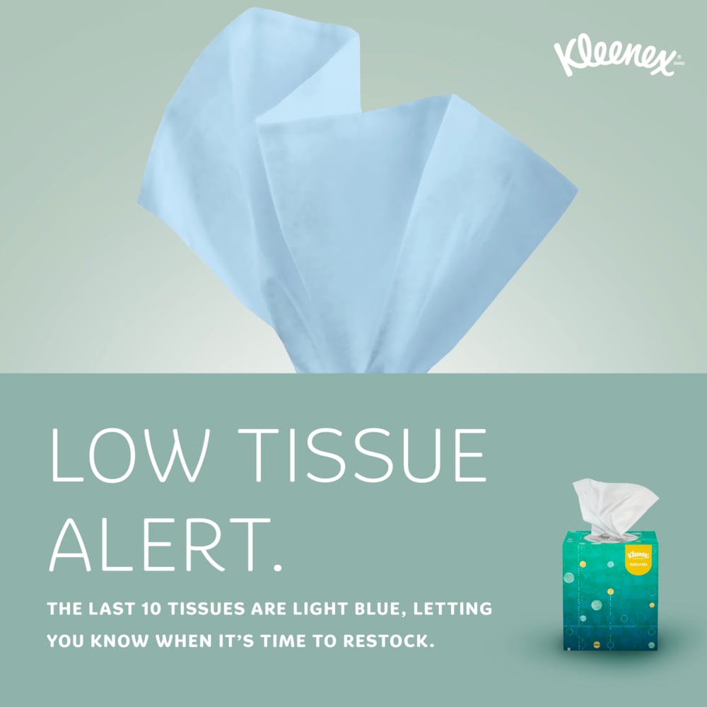 Kleenex® Naturals Facial Tissue with Plastic Free Eco Packaging (56027), 2-Ply, White, Upright Facial Tissue Cube Boxes for Business (90 Tissues/Box, 36 Boxes/Case, 3,240 Tissues/Case) - 56027