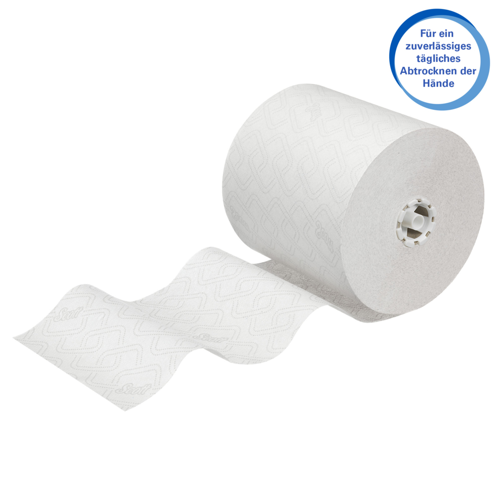 Scott® Essential™ Рулонные бумажные полотенца для рук, код 6691, 6 рулонов x 350 м белой однослойной бумаги (всего 2100 м) - 6691