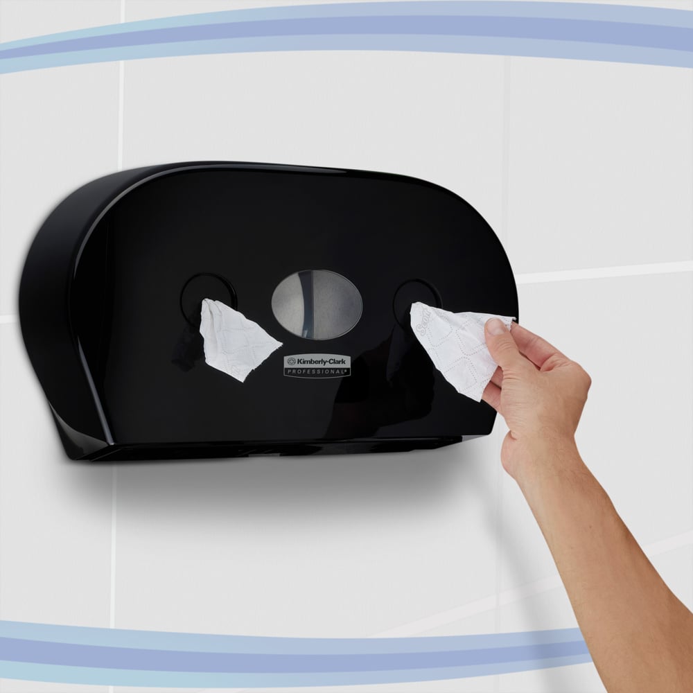 Portarrollos negro de baño para papel higiénico de dispensación central Twin Mini Aquarius™ 7187 - 1 x negro, Dispensador de papel higiénico - 7187