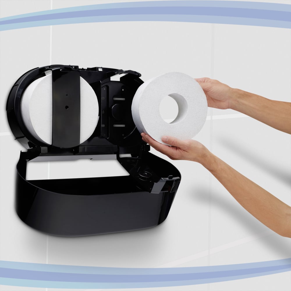 Portarrollos negro de baño para papel higiénico de dispensación central Twin Mini Aquarius™ 7187 - 1 x negro, Dispensador de papel higiénico - 7187