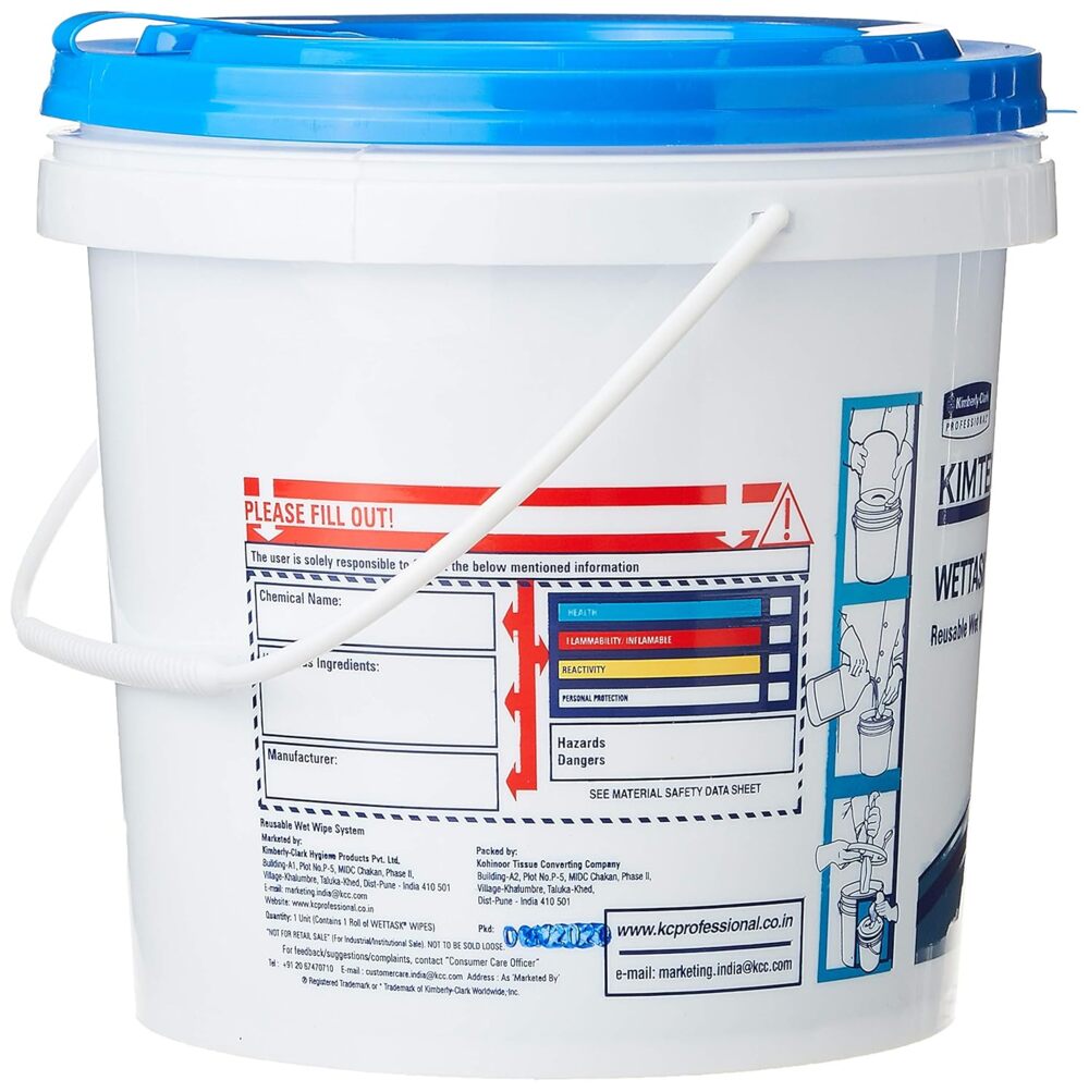 Kimtech® Wet Task® Spunbond Meltblown Spunbond (SMS) Wipers with Bucket (30902), 6 Rolls + 1 Bucket / Case, 90 Sheets / Roll (540 sheets) - S053632952