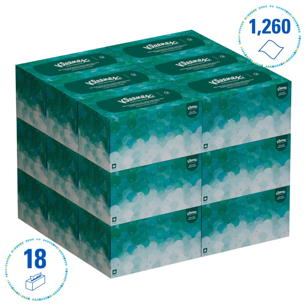 Essuie-mains enchevêtrés Kleenex® Ultra™ Soft POP-UP™ 6088 - 18 paquets de 70 blancs 1 épaisseur - 6088