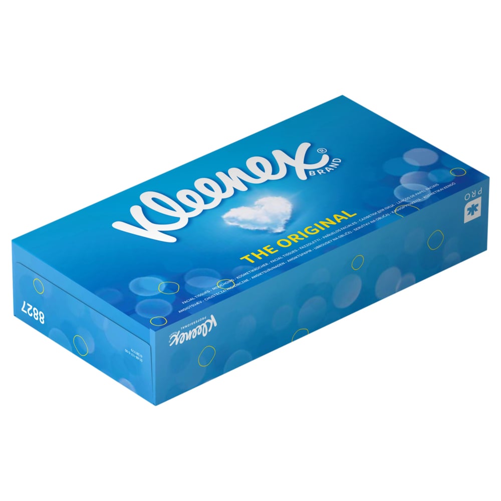 Kleenex® Caja de Pañuelos 8827, 24 Paquetes de 100 hojas, 2 Capas, Suaves y Resistentes, Sin Fragancia, Color: Blanco - 8827