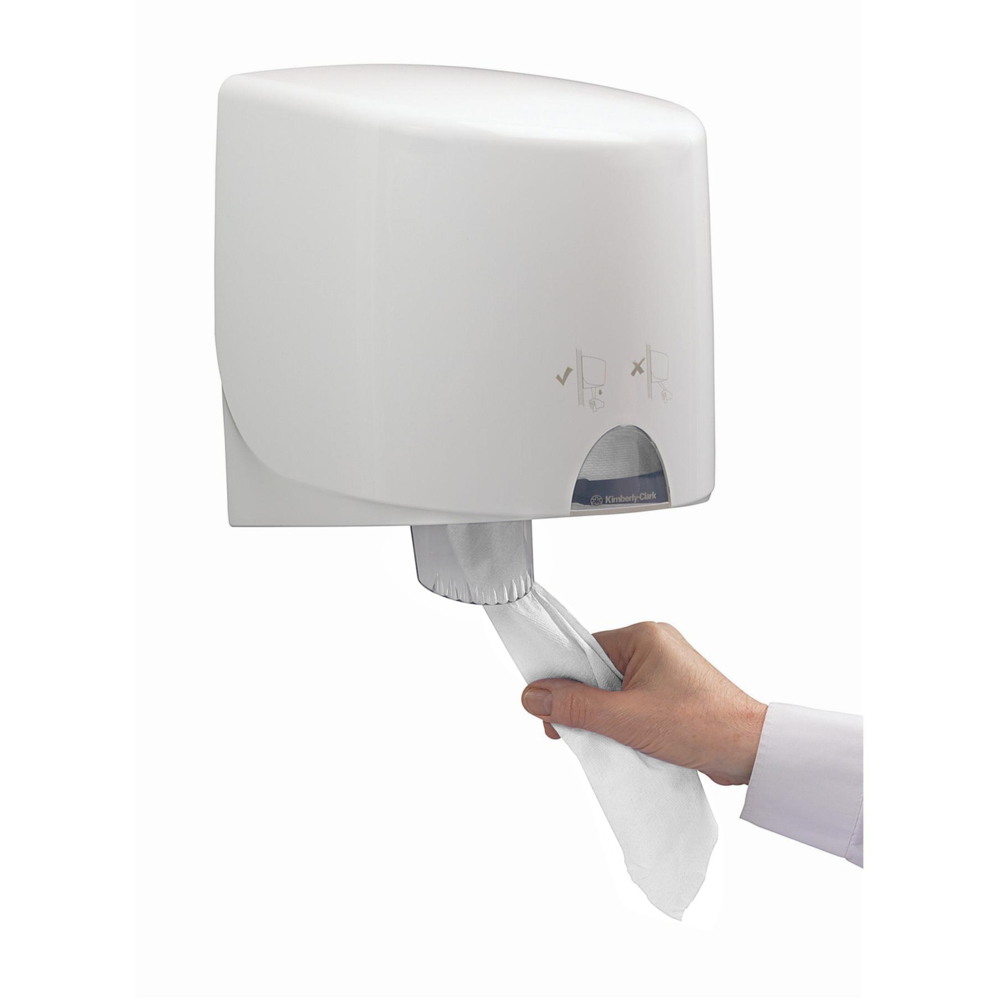WypAll® L10 Papierreinigungstücher für Lebensmittel und Hygiene 7256 – 1-lagige Reinigungstücher, weiß – 6 Rollen mit Zentralentnahme x 800 Papierreinigungstücher (insges. 4.800) - 7256