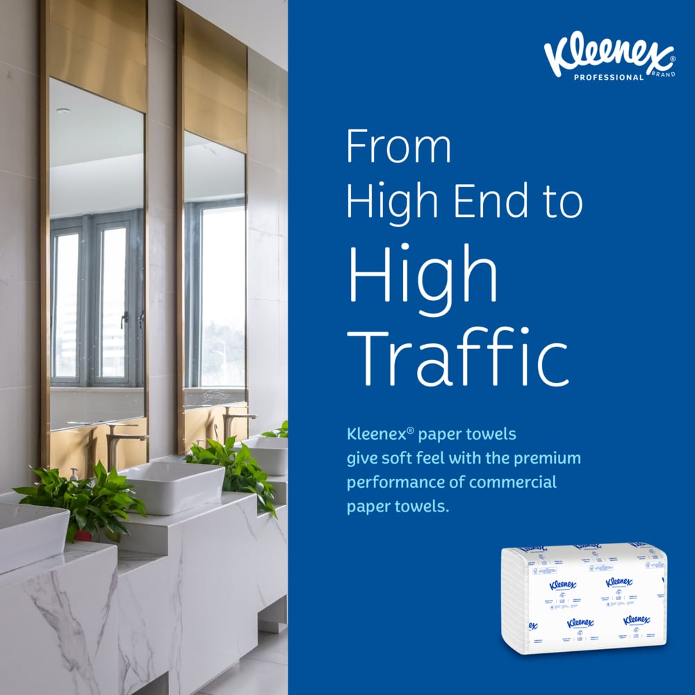 Kleenex® C-Fold Paper Towels (01500), Absorbent, White, (16 Packs/Case, 150 Sheets/Pack, 2,400 Sheets/Case) - 01500
