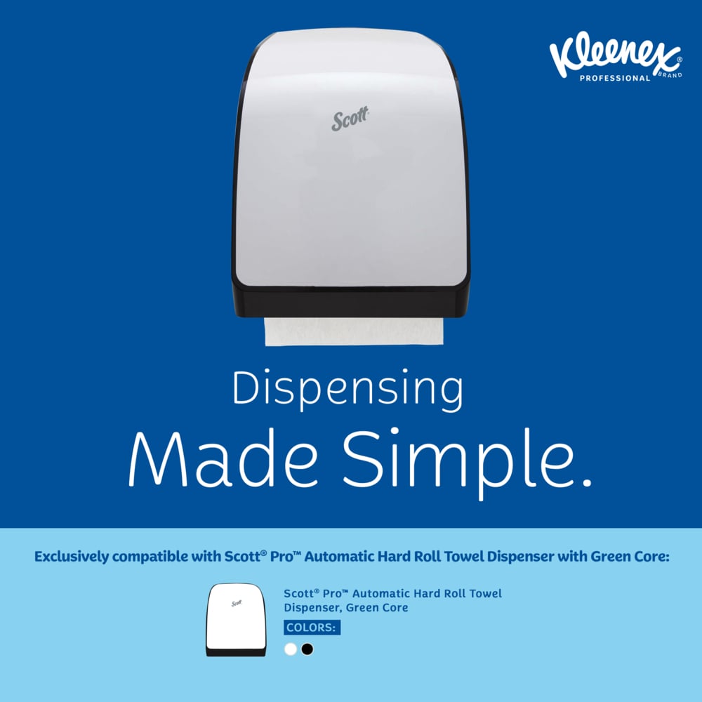 Kleenex® Hard Roll Paper Towels (25630), with Premium Absorbency Pockets™, for Green Core Dispensers, White, (700'/Roll, 6 Rolls/Case, 4,200'/Case) - 25630