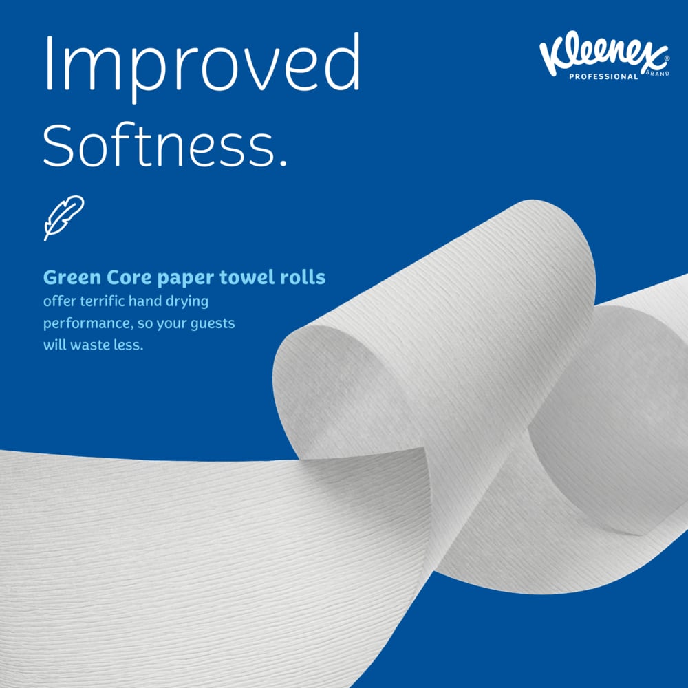 Kleenex® Hard Roll Paper Towels (25630), with Premium Absorbency Pockets™, for Green Core Dispensers, White, (700'/Roll, 6 Rolls/Case, 4,200'/Case) - 25630