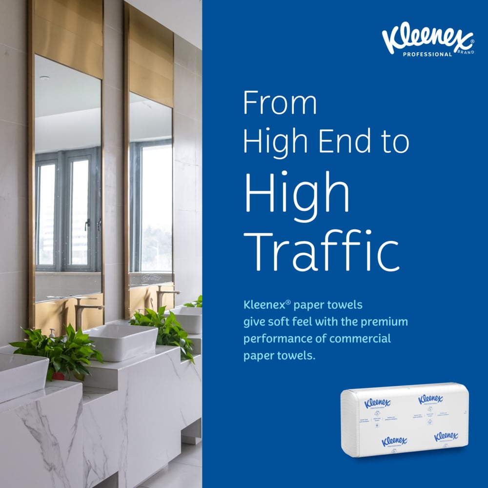 Kleenex® Scottfold™ Multifold Paper Towels (13254), with Fast-Drying Absorbency Pockets™, White, (25 Packs/Case, 120 Sheets/Pack, 3,000 Packs/Case) - 13254