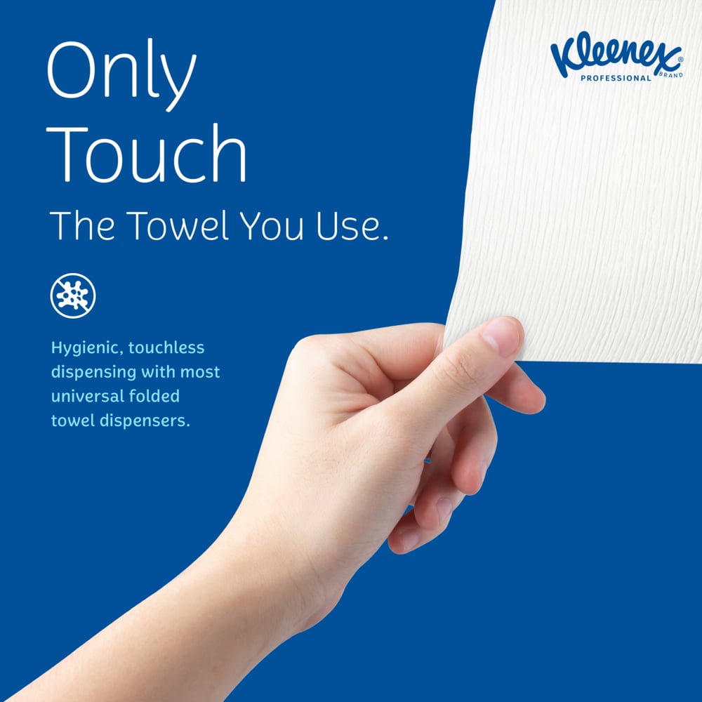 Kleenex® Premiere Folded Towels (13253), with Fast-Drying Absorbency Pockets™, Trifold Towels, White, (25 Packs/Case, 120 Sheets/Pack, 3,000 Packs/Case) - 13253