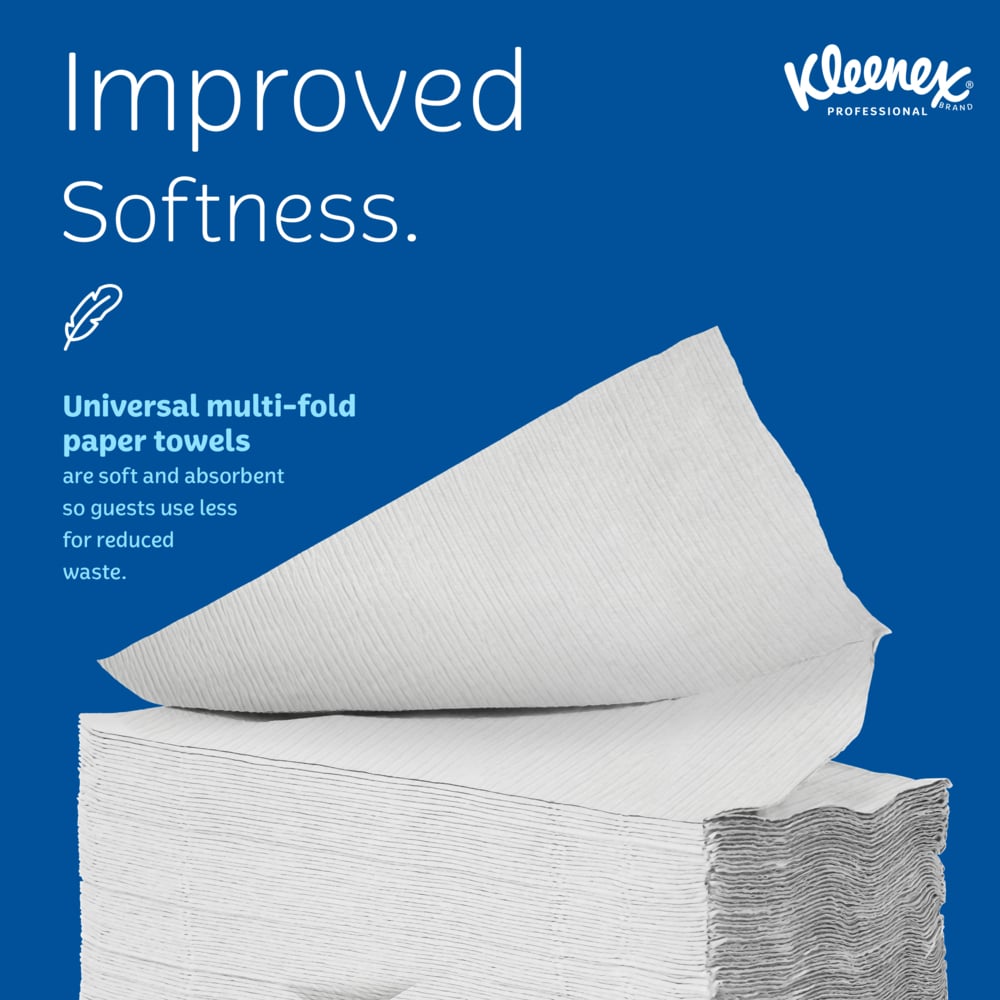 Kleenex® Multifold Paper Towels (02046), 1-Ply, 9.2" x 9.4" sheets, White, (150 Sheets/Pack, 8 Packs/Case, 1,200 Sheets/Case) - 02046
