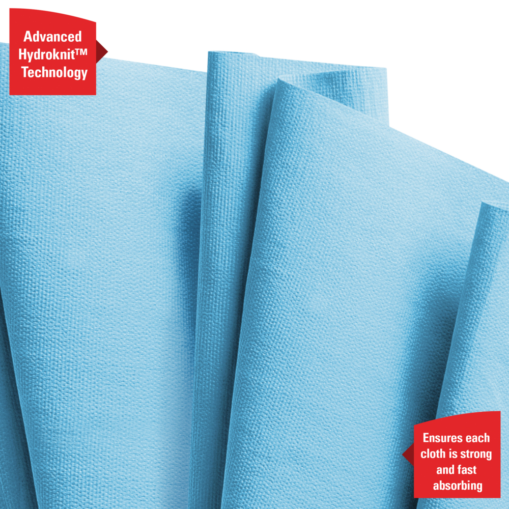 Chiffons de nettoyage bleus WypAll® X70 Power Clean™ 8290 – Chiffons réutilisables – 10 boîtes POP-UP™ de 96 chiffons absorbants bleus (960 au total) - 8290