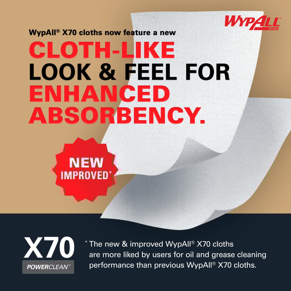 WypAll® PowerClean™ X70 Medium Duty Cloths (41412), Pop-Up Box™, Long Lasting Towels, Blue (96 Sheets/Box, 10 Boxes/Case, 960 Sheets/Case) - 41412