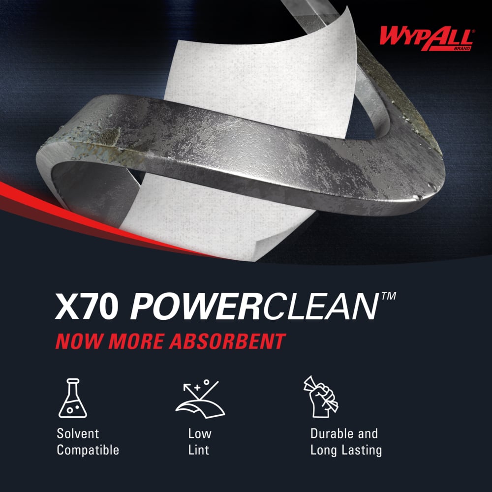 WypAll® PowerClean™ X70 Medium Duty Cloths (83571), Wipers in a Bucket Refill, Long Lasting Towels, White (220 Sheets/Roll, 3 Rolls/Case, 660 Sheets/Case) - 83571