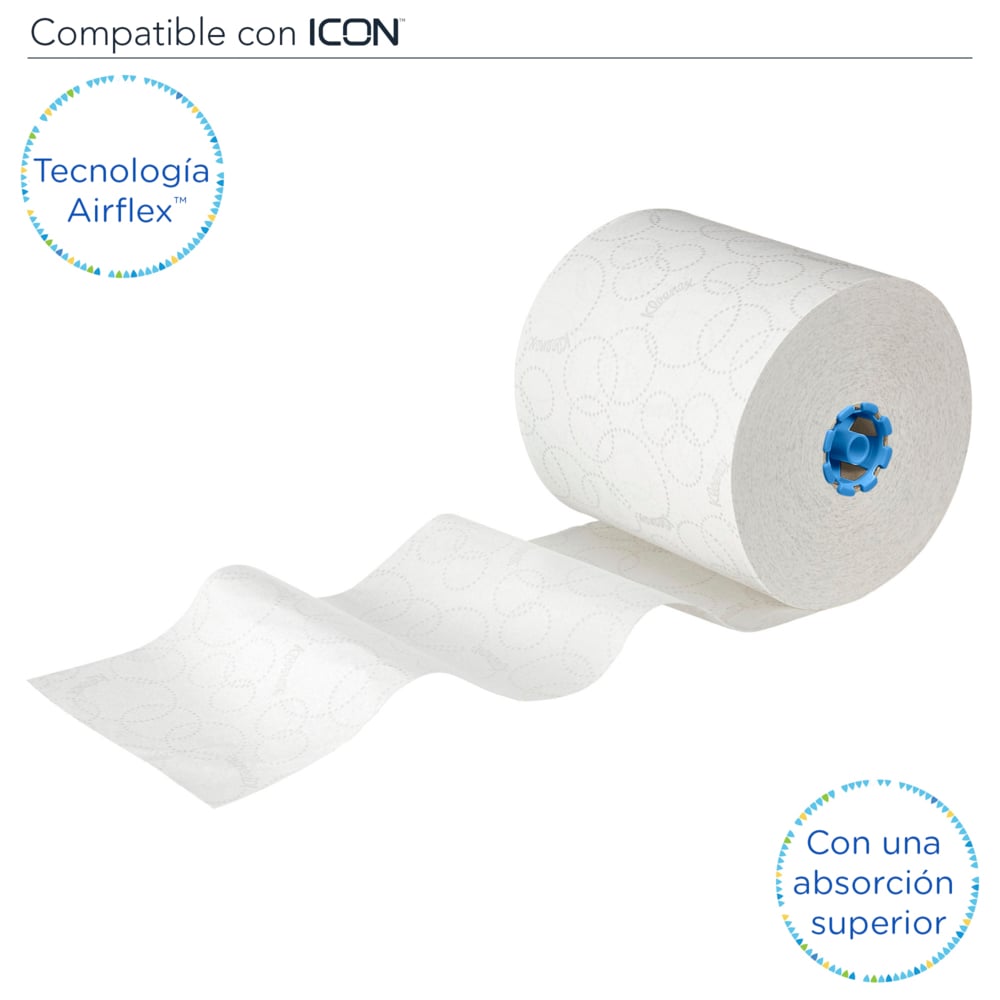 Rouleaux d'essuie-mains Kleenex® Ultra™ 6782 - rouleaux d'essuie-mains en papier E-Roll 2 plis grand format - 6 x rouleaux de 200 m d'essuie-mains en papier blanc (1 200 m au total) - 6782
