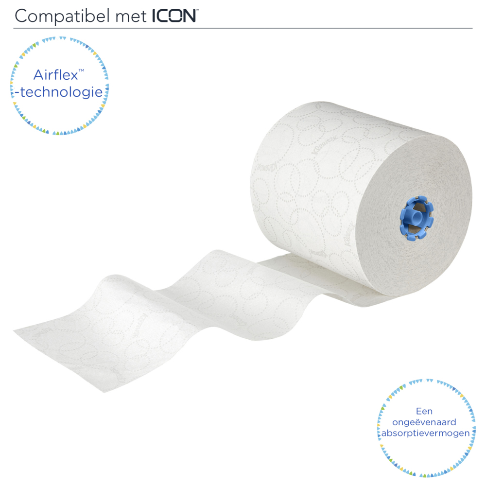 Rouleaux d'essuie-mains Kleenex® Ultra™ 6782 - rouleaux d'essuie-mains en papier E-Roll 2 plis grand format - 6 x rouleaux de 200 m d'essuie-mains en papier blanc (1 200 m au total) - 6782