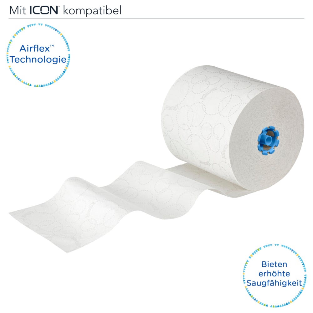 Rouleaux d'essuie-mains Kleenex® Ultra™ 6782 - rouleaux d'essuie-mains en papier E-Roll 2 plis grand format - 6 x rouleaux de 200 m d'essuie-mains en papier blanc (1 200 m au total) - 6782