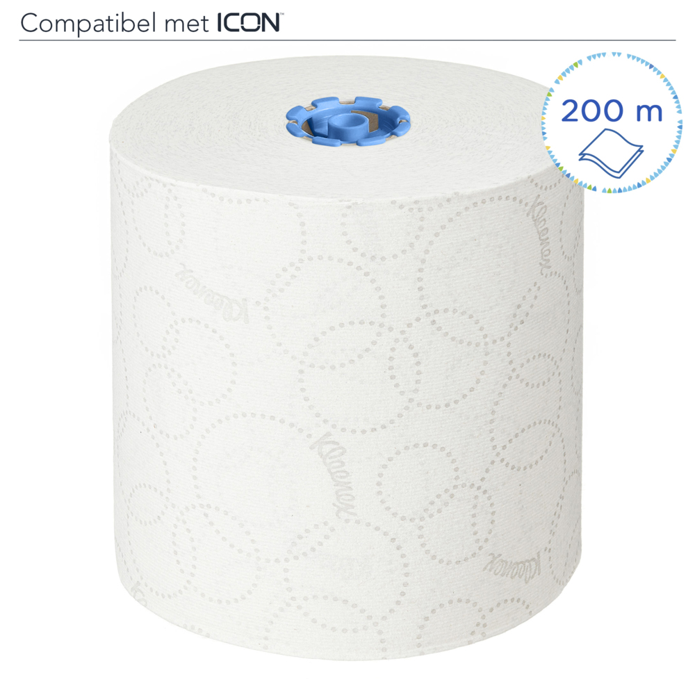 Rouleaux d'essuie-mains Kleenex® Ultra™ 6782 - rouleaux d'essuie-mains en papier E-Roll 2 plis grand format - 6 x rouleaux de 200 m d'essuie-mains en papier blanc (1 200 m au total) - 6782