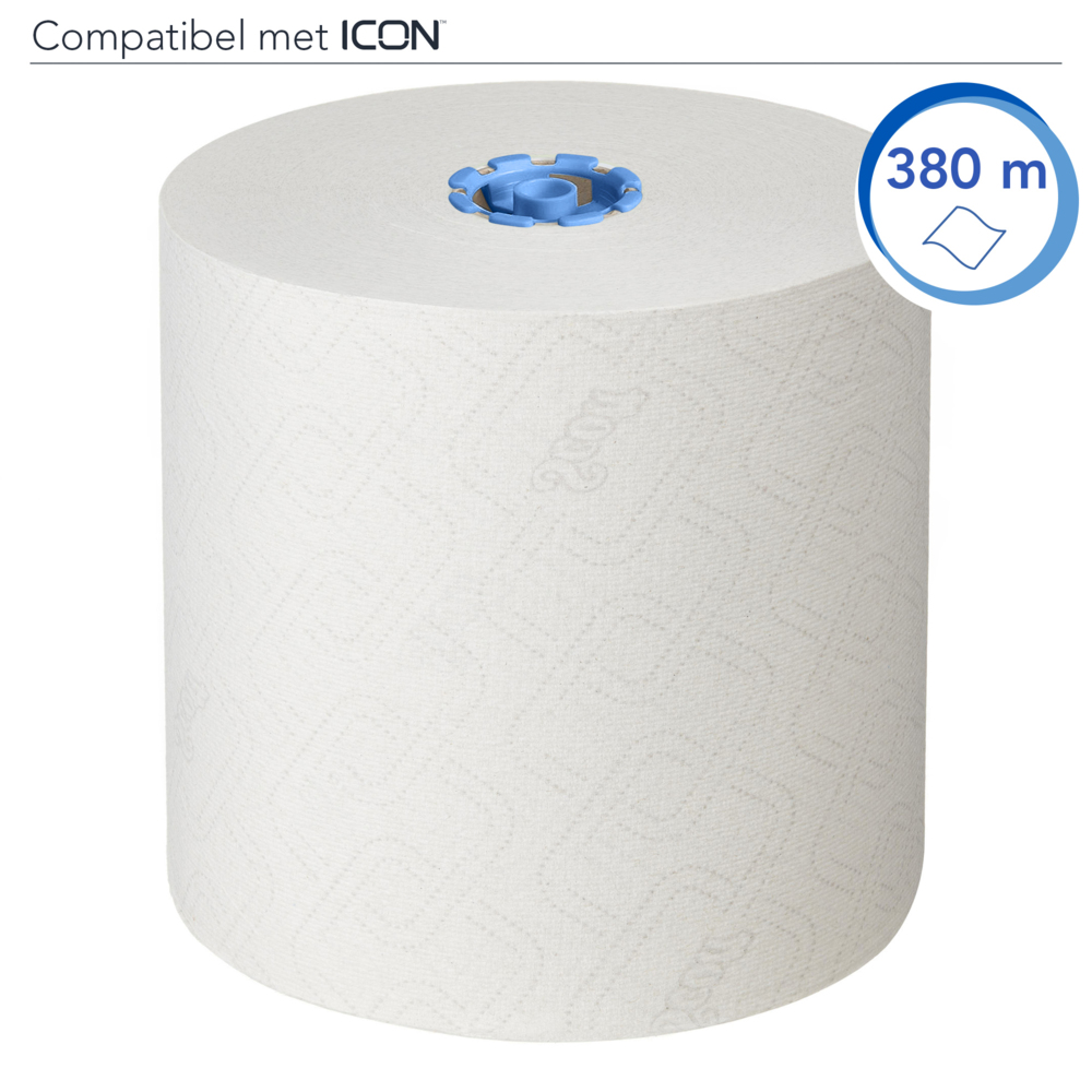 Rouleaux d'essuie-mains Scott® Essential™ 6638 - Rouleaux d'essuie-mains en papier E-Roll grand format - 6 x rouleaux de 380 m d'essuie-mains en papier blanc (2 280 m au total) - 6638
