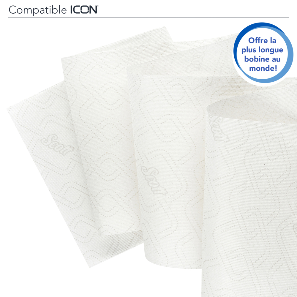 Rouleaux d'essuie-mains Scott® Essential™ 6638 - Rouleaux d'essuie-mains en papier E-Roll grand format - 6 x rouleaux de 380 m d'essuie-mains en papier blanc (2 280 m au total) - 6638