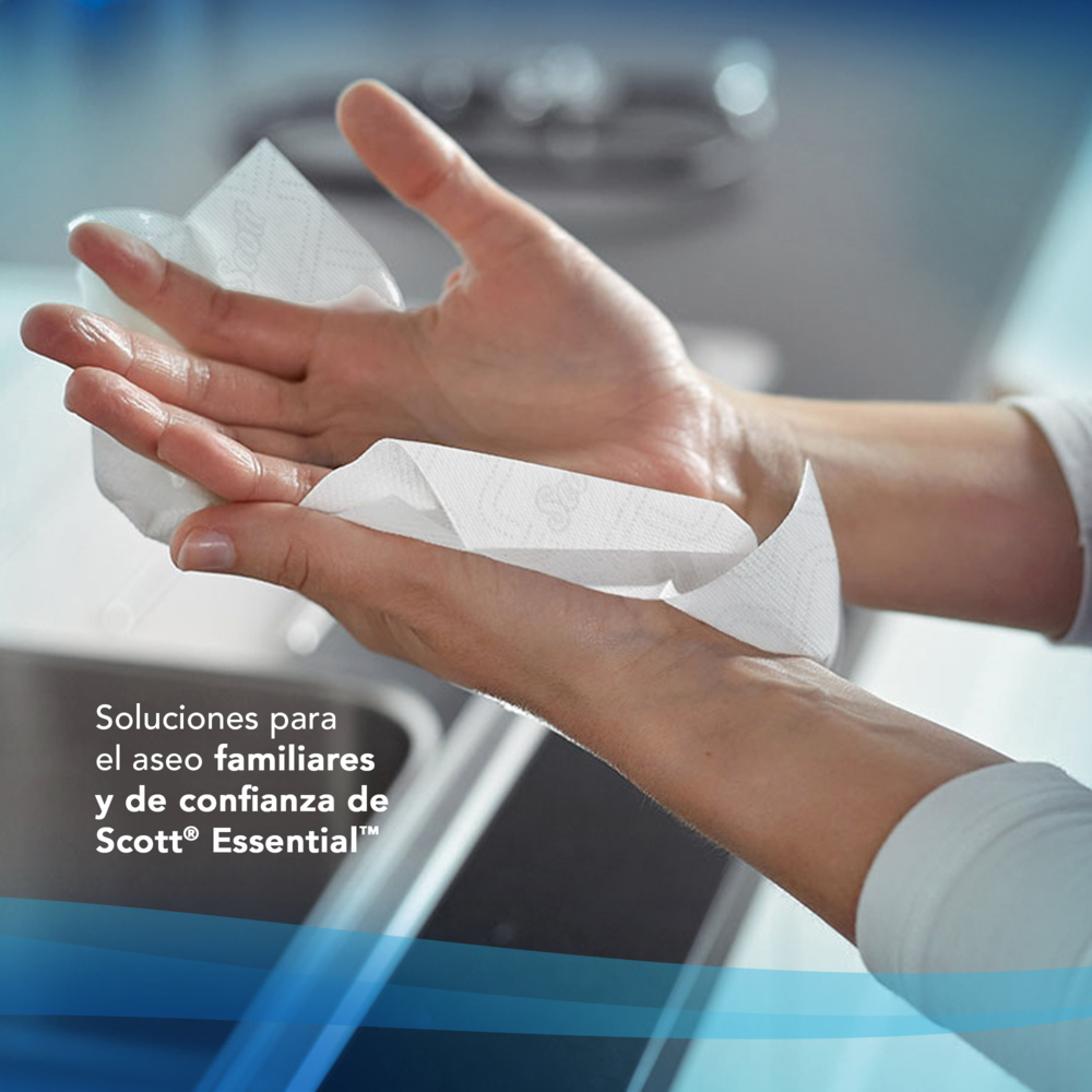 Rouleaux d'essuie-mains Scott® Essential™ 6638 - Rouleaux d'essuie-mains en papier E-Roll grand format - 6 x rouleaux de 380 m d'essuie-mains en papier blanc (2 280 m au total) - 6638