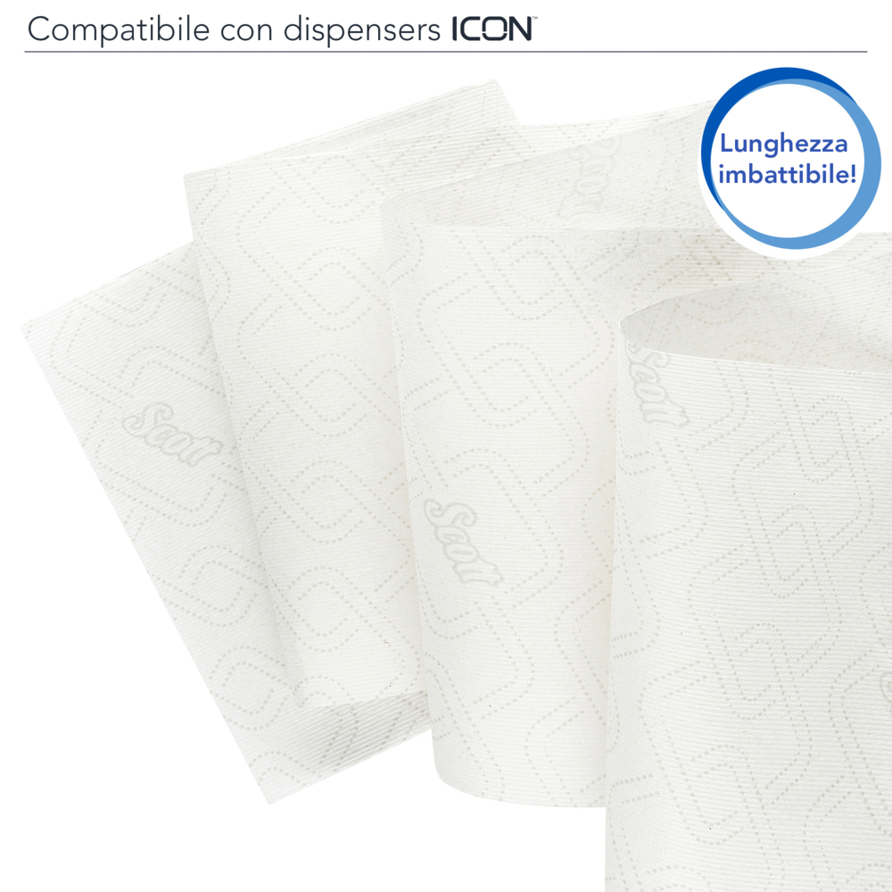 Rouleaux d'essuie-mains Scott® Essential™ 6638 - Rouleaux d'essuie-mains en papier E-Roll grand format - 6 x rouleaux de 380 m d'essuie-mains en papier blanc (2 280 m au total) - 6638
