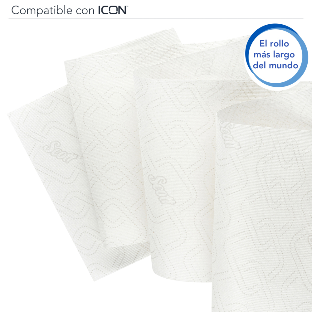 Rouleaux d'essuie-mains Scott® Essential™ 6638 - Rouleaux d'essuie-mains en papier E-Roll grand format - 6 x rouleaux de 380 m d'essuie-mains en papier blanc (2 280 m au total) - 6638