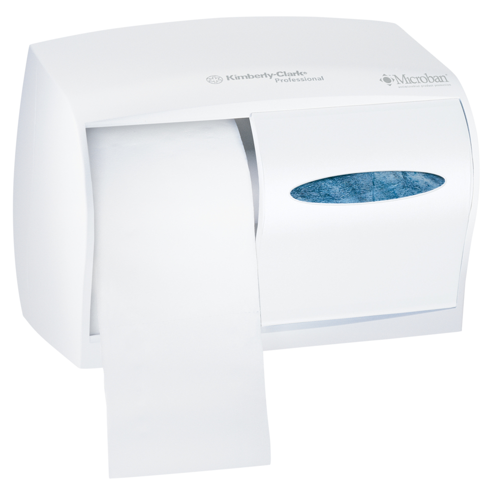 Scott® Essential Standard Roll Toilet Paper Dispenser (09605), Double Roll Capacity, White, 11.0" x 7.63" x 6.0" (Qty 1) - 09605