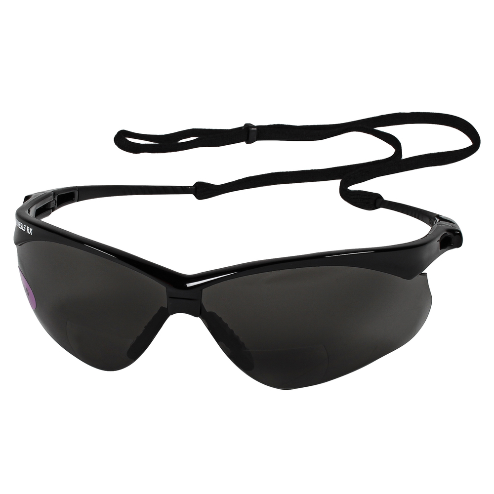 KleenGuard™ V60 Nemesis Vision Correction Safety Sunglasses (22519), Smoke Readers with +2.5 Diopters, Black Frame, 6 Pairs / Case - 22519